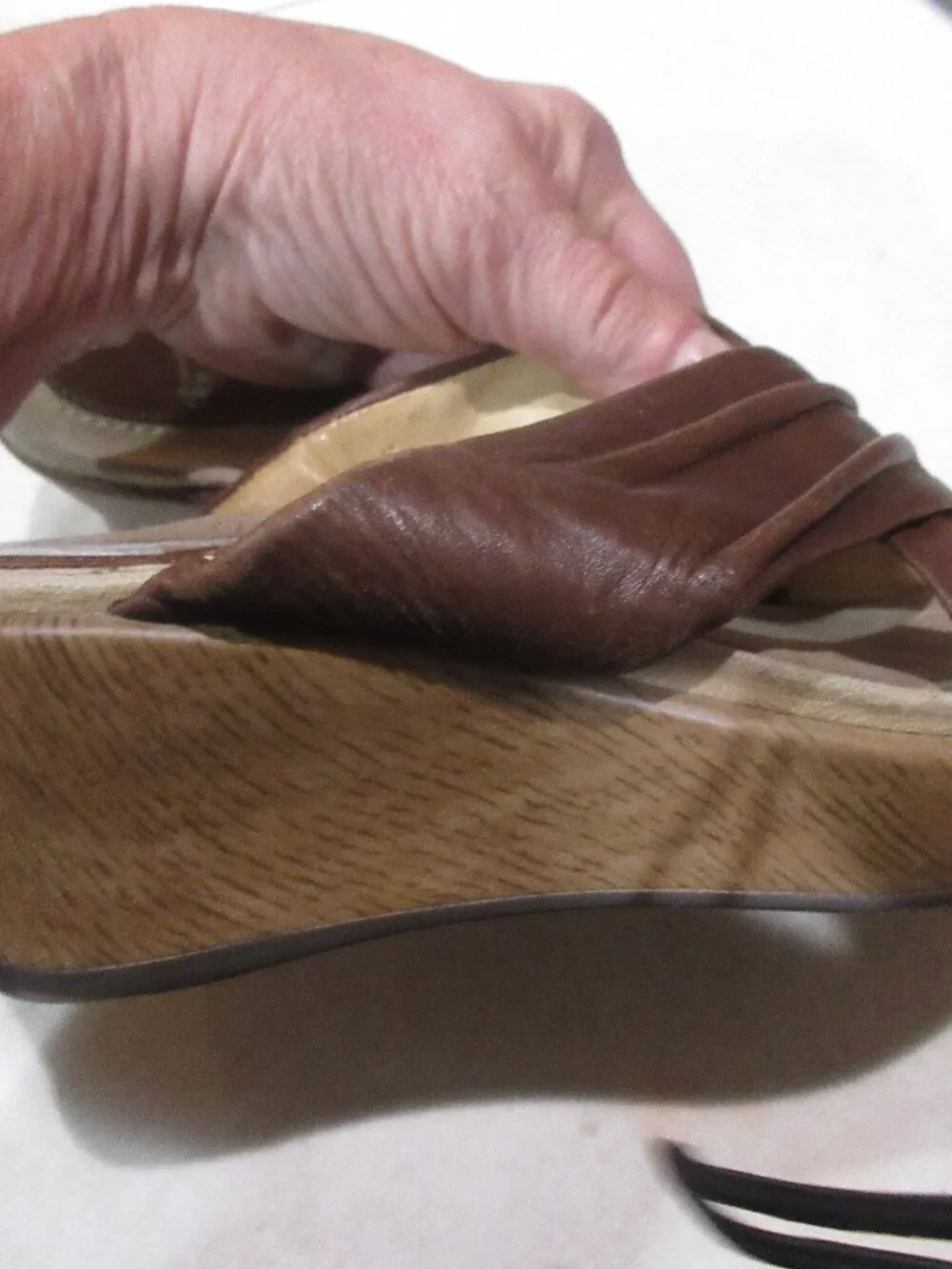 dansko slide wedge brown leather sandals open toe 38 7.5